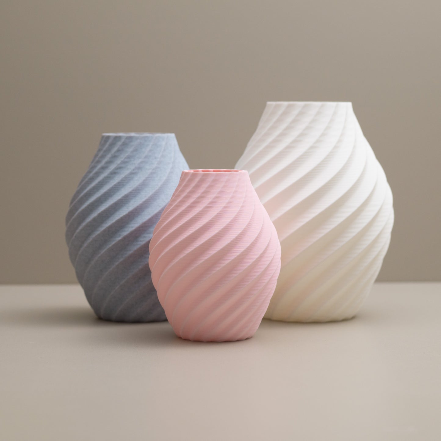 White, Stone Effect Grey and Pink Swirl Decorative Ornament