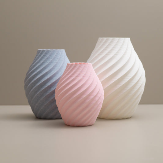 White, Stone Effect Grey and Pink Swirl Decorative Ornament
