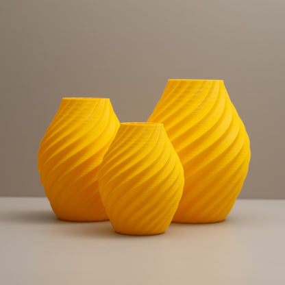 Yellow Vase - Swirl Effect  - Decorative 3D Print Ornament