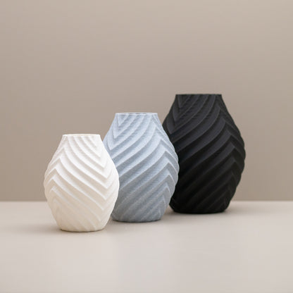 Black, White and Stone Effect Leaf Inspired Decorative Ornament