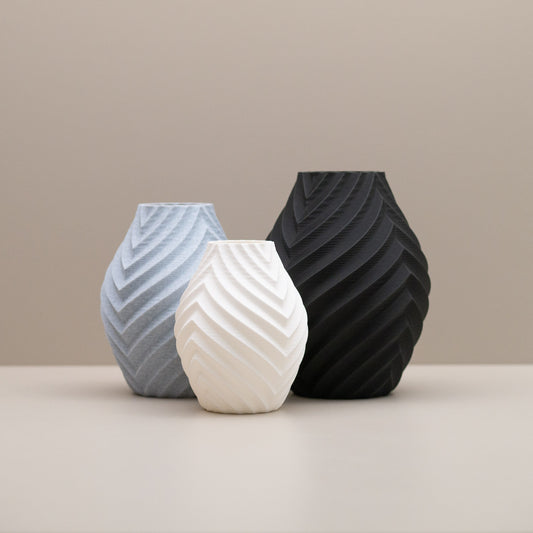 Black, White and Stone Effect Leaf Inspired Decorative Ornament