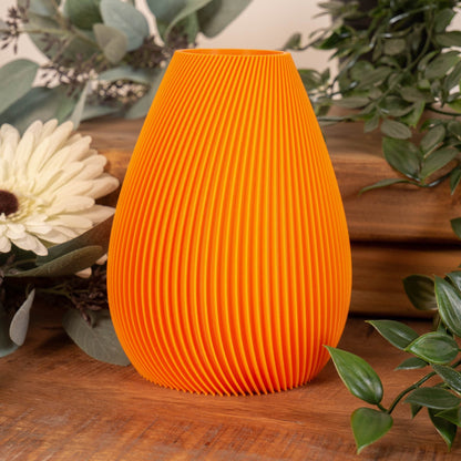 Ribbed Vase - Orange (For artificial or dried flowers only) - Vantage 3D Prints