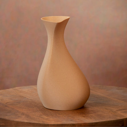 Asymmetric Vase for Artificial Flowers - Wood Effect Brown - Lightweight eco friendly thermoplastic ornament - Home Decor - Vantage 3D Prints