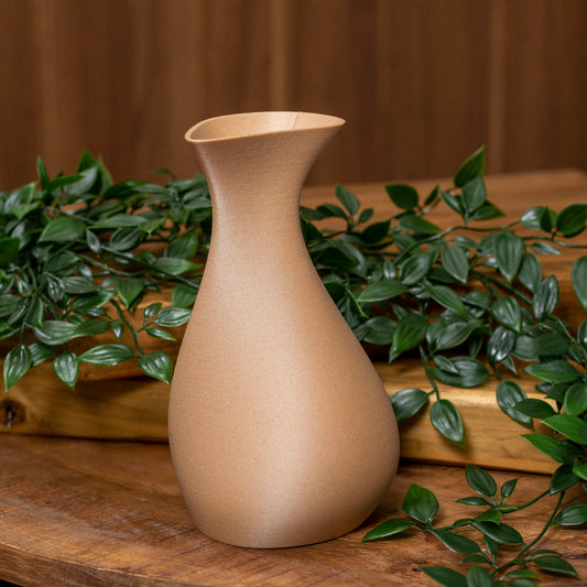 Asymmetric Vase for Artificial Flowers - Wood Effect Brown - Lightweight eco friendly thermoplastic ornament - Home Decor - Vantage 3D Prints