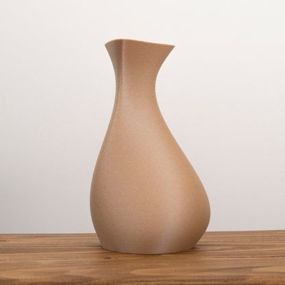Asymmetric Vase for Artificial Flowers - Wood Effect Brown - Lightweight eco friendly thermoplastic ornament - Home Decor - Vantage 3D Prints