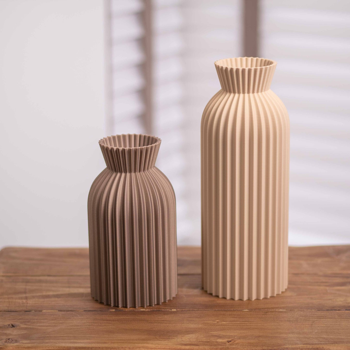 Tall Vase Decorative Ornament Beige & Gold I Ripple Pattern I Neutral Colours