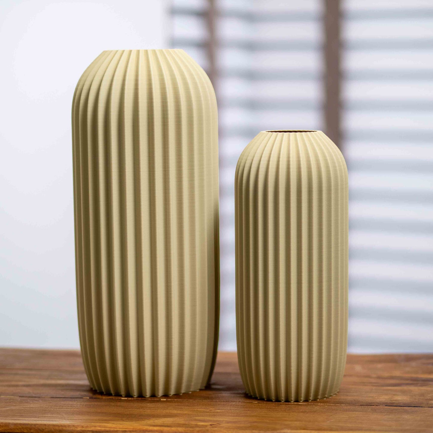 Sage Green Earth Tone Vase | Elegant Pleated Design Ornament for Pampas Grass & Dried Flowers