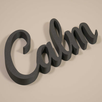 Calm Word Ornament – Freestanding Cursive Decor for Bedroom, Meditation Corner or Reading Nook