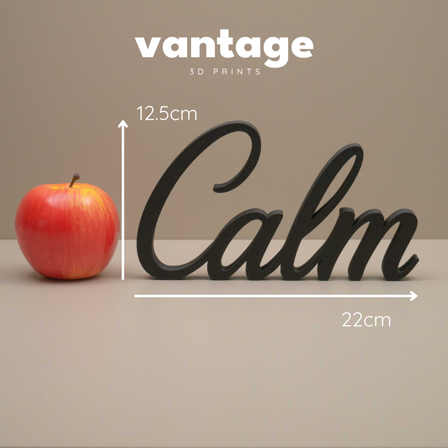 Calm Word Ornament – Freestanding Cursive Decor for Bedroom, Meditation Corner or Reading Nook