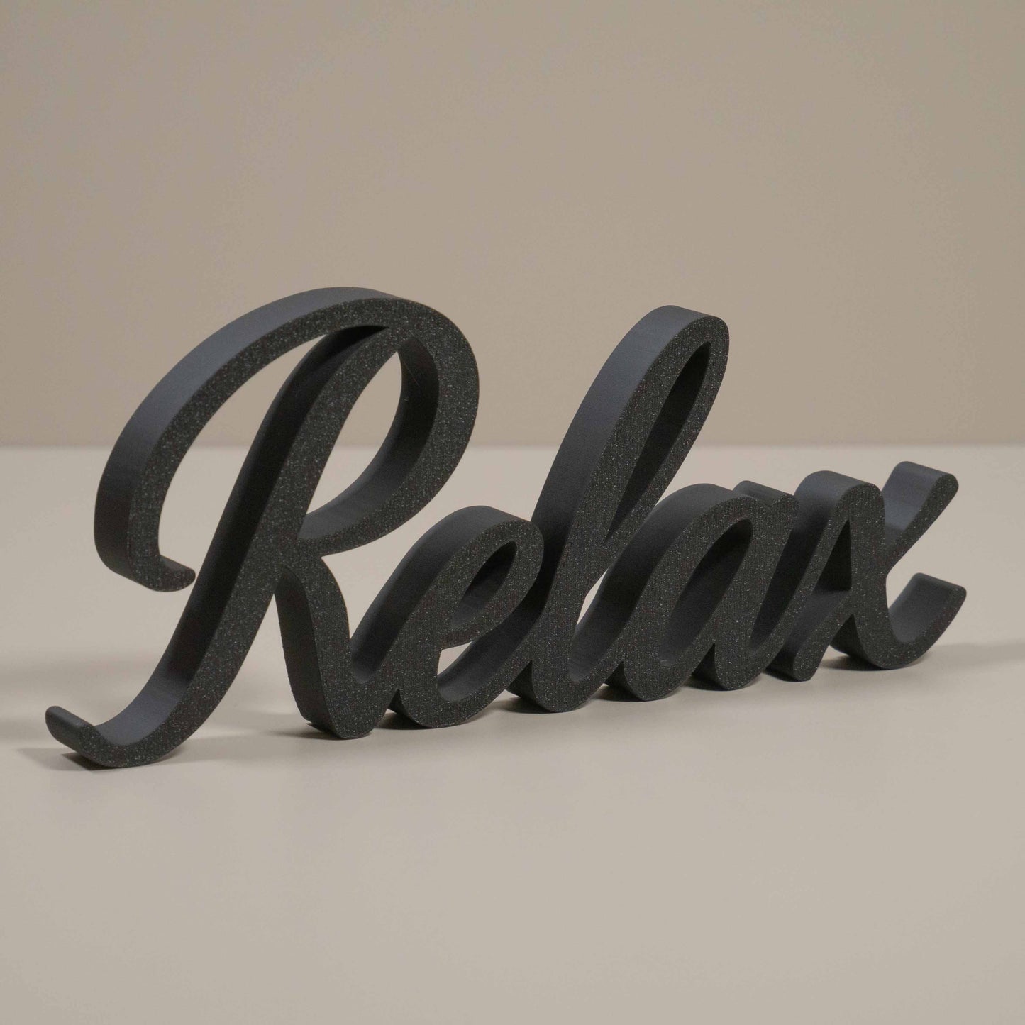 Relax Word Ornament – Cursive Freestanding Decor for Bedroom, Bathroom or Reading Nook