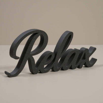 Relax Word Ornament – Cursive Freestanding Decor for Bedroom, Bathroom or Reading Nook