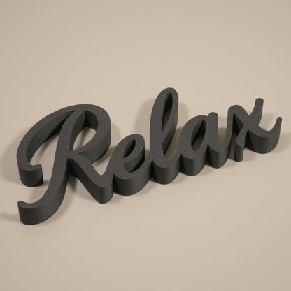 Relax Word Ornament – Cursive Freestanding Decor for Bedroom, Bathroom or Reading Nook