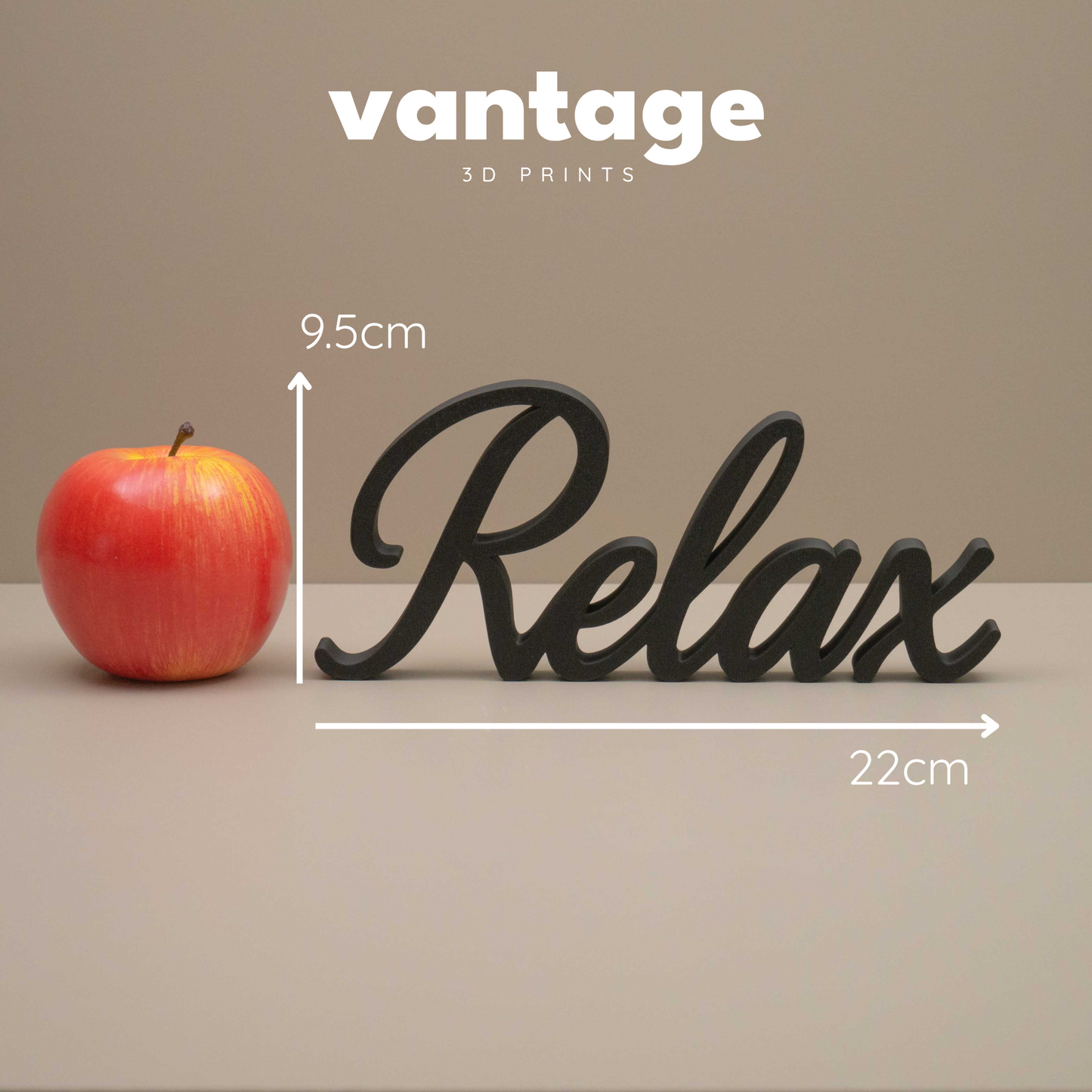Relax Word Ornament – Cursive Freestanding Decor for Bedroom, Bathroom or Reading Nook