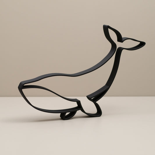 Whale Line Art Black Ornament – Eco-Friendly Ocean Decor for Bathrooms & Nurseries