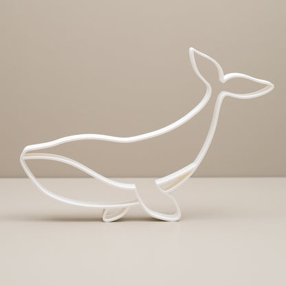 Whale Line Art White Ornament – Eco-Friendly Ocean Decor for Bathrooms & Nurseries