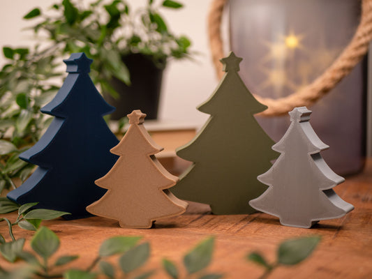 Freestanding Christmas Tree Ornaments- For Shelf or Tabletop - Navy Blue and Gold, Sage Green & Silver - Vantage 3D Prints