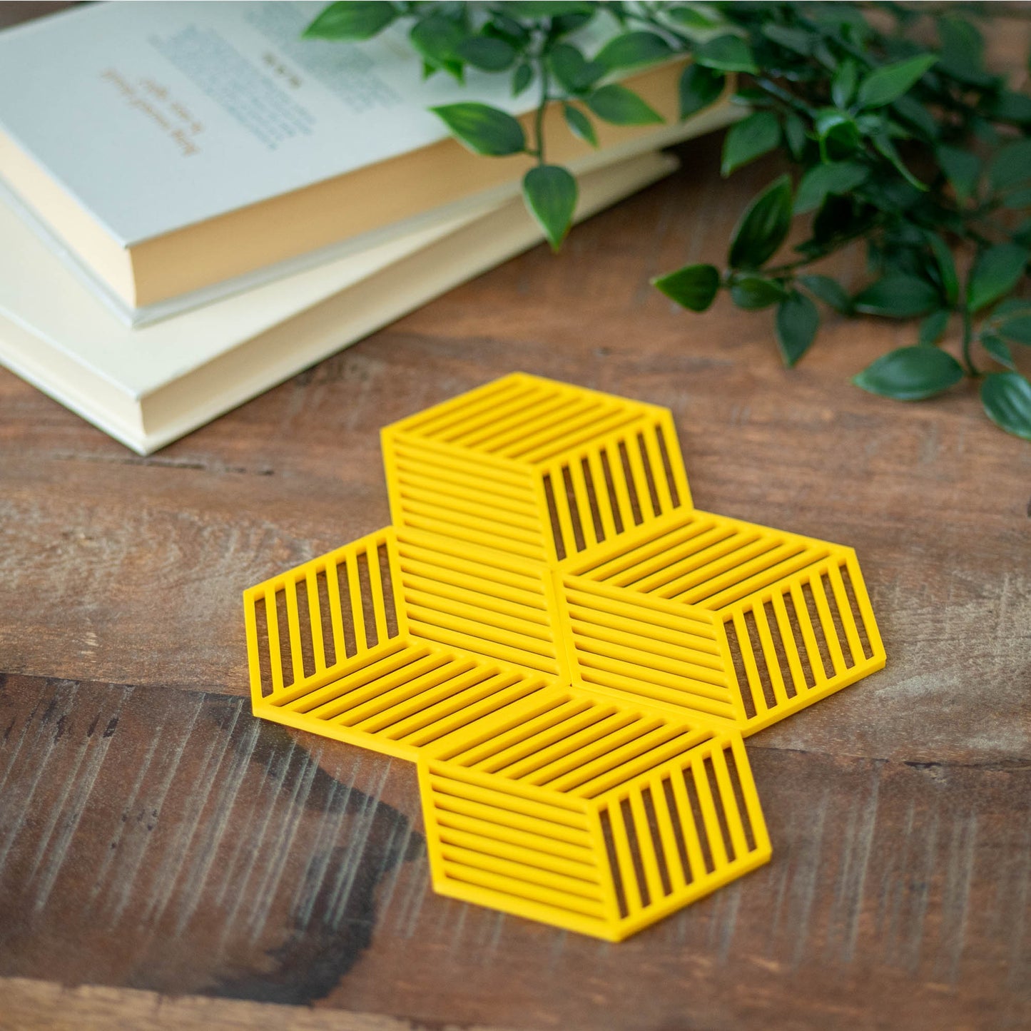 Yellow - Geometric Cube Coasters - 4 or 8 Pack