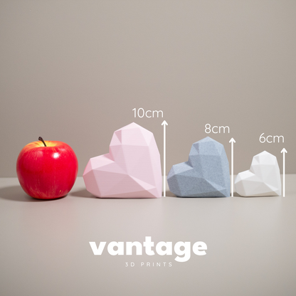 Geometric 3D Love Heart Ornaments - Pink, Stone Grey and White - Set of 3 Hearts